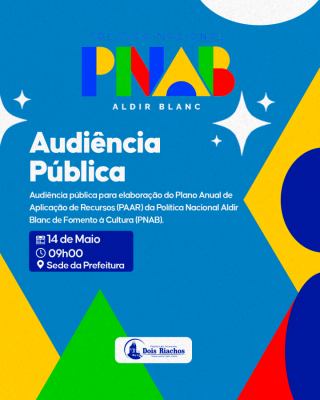 Audiência pública para elaboração do Plano Anual de Aplicação de Recursos (PAAR) da Política Nacional Aldir Blanc de Fomento à Cultura (PNAB).